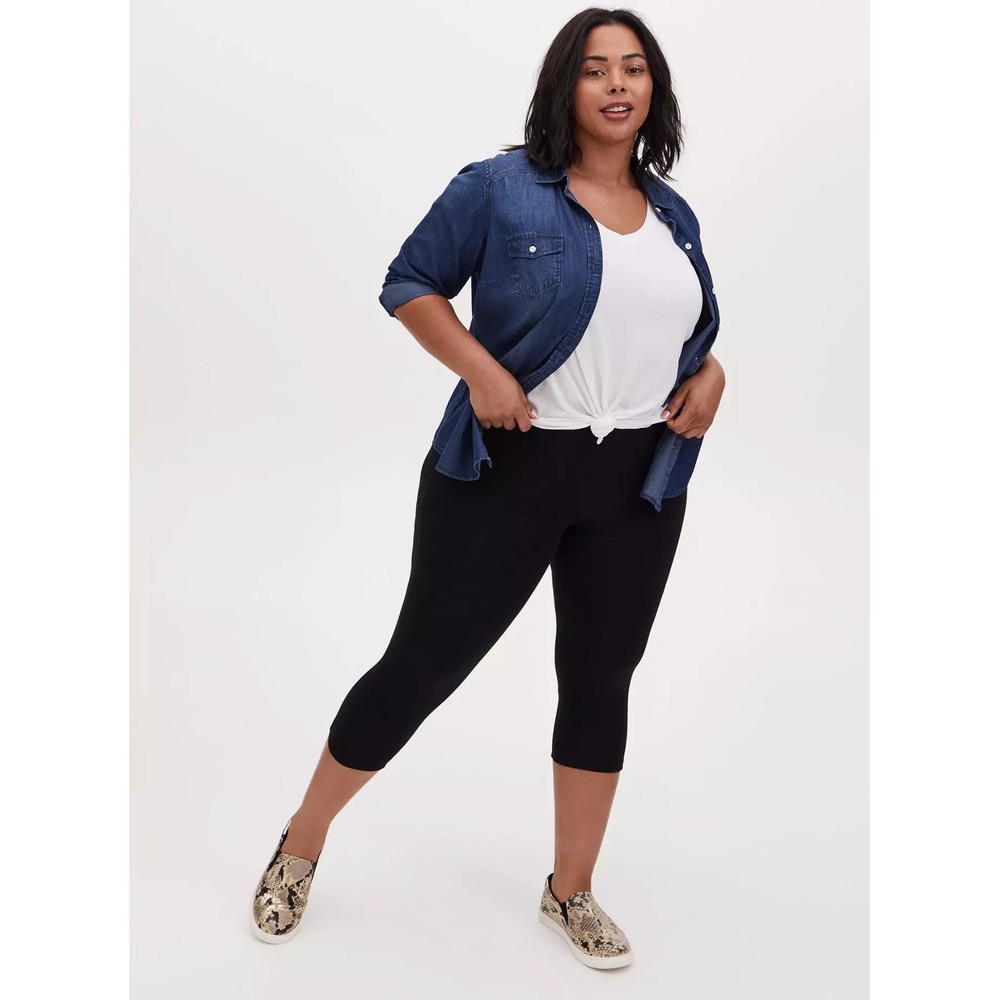 Torrid Pedal Pusher Signature‎ Waist Premium Pocket Legging Black Size 00 M NWT